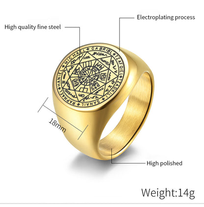 Mystical Seven-Pointed Star Ring - Titanium steel men's ring with esoteric design