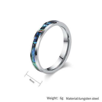 Wolframkarbid Paarringe mit Abalone-Einlage - Edle Partnerringe in Titanoptik - Kratzfeste Hochzeitsringe für Paare - Moderner Unisex-Schmuck