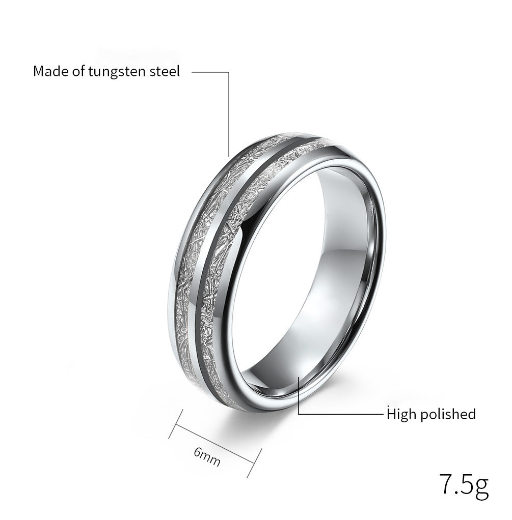 Wolframcarbid-Paarring mit Doppelrillen & Cool-Faser-Einlage – Minimalistisches Unisex-Design