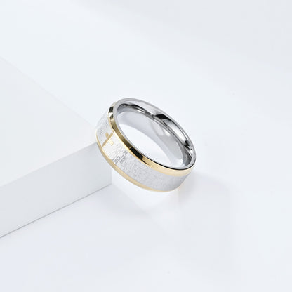 Bible Verse Ring for Men - Stainless Steel Cross Design - Christian Symbol Jewelry