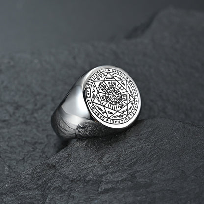 Mystical Seven-Pointed Star Ring - Titanium steel men's ring with esoteric design