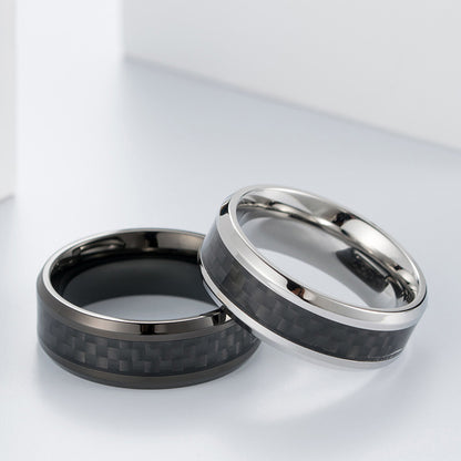 Titanium steel ring with carbon fiber - Modern men's jewelry - Lightweight &amp; high-strength men's ring