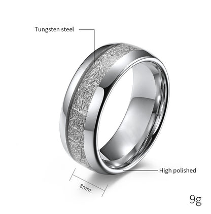 Geschwungener Wolframcarbid-Ring mit Kühlfaser-Einlage – Modernes Paarring-Set