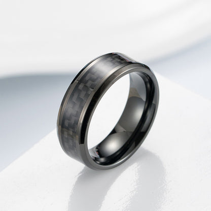 Titanium steel ring with carbon fiber - Modern men's jewelry - Lightweight &amp; high-strength men's ring