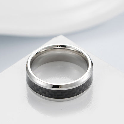 Titanium steel ring with carbon fiber - Modern men's jewelry - Lightweight &amp; high-strength men's ring