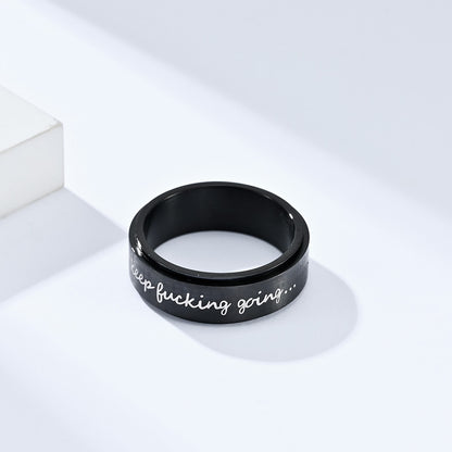 Motif ring 'Keep Fucking Going' - Rotatable titanium ring - Rebellious saying jewelry