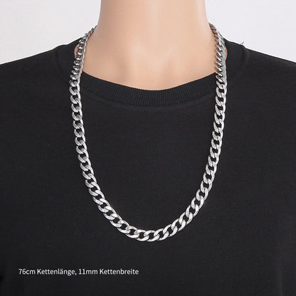Minimalistische Edelstahl-Kubakette - Schlichte HipHop Halskette für Männer & Frauen - Robustes Cuban Link Chain Design