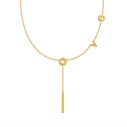 "LOVE" letter necklace – stainless steel pendant in 3 trendy colors