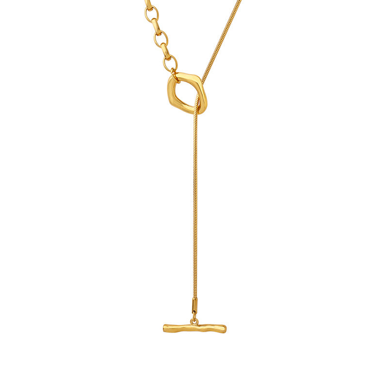 OT clasp necklace with adjustable length | Titanium steel 18k gold or steel colors | Trendy sweater chain jewelry | Elegant layering necklace for women
