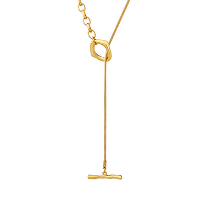 OT clasp necklace with adjustable length | Titanium steel 18k gold or steel colors | Trendy sweater chain jewelry | Elegant layering necklace for women
