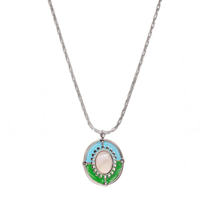 Natural shell necklace with lacquer finish – stainless steel in silver look