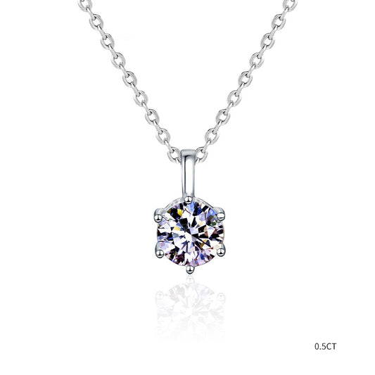 Moissanite pendant necklace | 0.5ct/1ct selectable - 925 sterling silver with rhodium plating