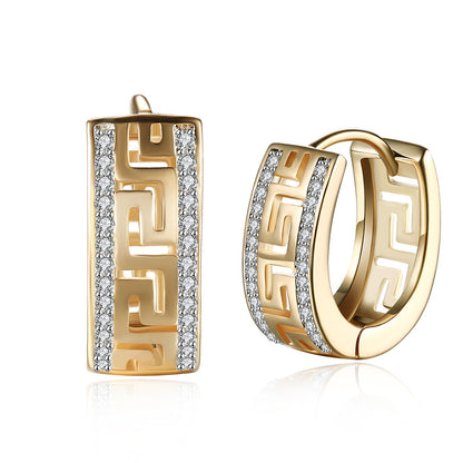 Sanskrit ear clips with zirconia - copper gold-plated (2.2 cm)
