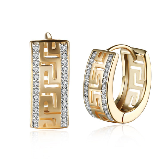 Sanskrit ear clips with zirconia - copper gold-plated (2.2 cm)