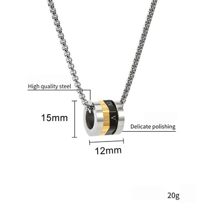 Drehbarer Zahlen Anhänger - Titanstahl Minimal Kette - Römische Ziffern Design