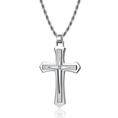 Two-tone cross necklace for men | 316L stainless steel with gold finish &amp; high-gloss silver finish