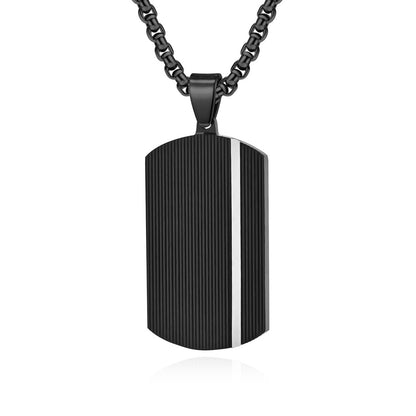 Wave-shaped dog tag men's necklace | 316L stainless steel with black and rose gold finish