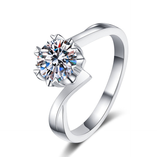 Snowflake zirconia ring with cable band – 925 silver rhodium-plated | 5mm 6.5mm 8mm | Fine women's jewelry gift