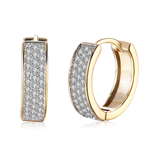 Single-row zirconia ear clips - copper gold-plated (Ø 1.7 cm / width 0.5 cm)