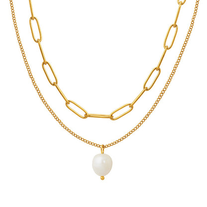 Minimalist pearl necklace with cultured pearl pendant – layered &amp; elegant