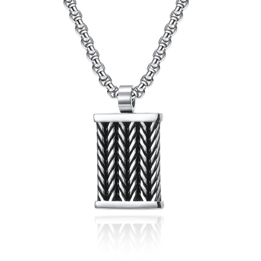 Hand-twisted men's necklace | 316L stainless steel with forged texture - industrial style