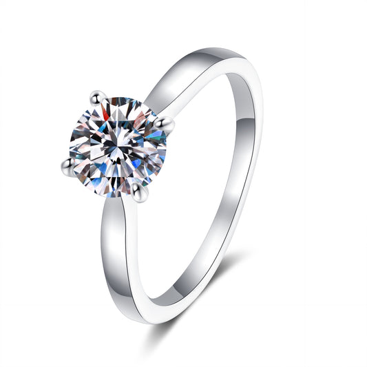 Four-claw zirconia ring (5mm|6.5mm|8mm) made of 925 silver with rhodium plating