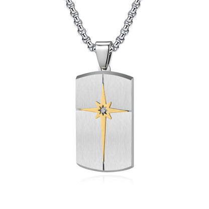 Minimalist hexagram pendant for men | 316L stainless steel with facet cut