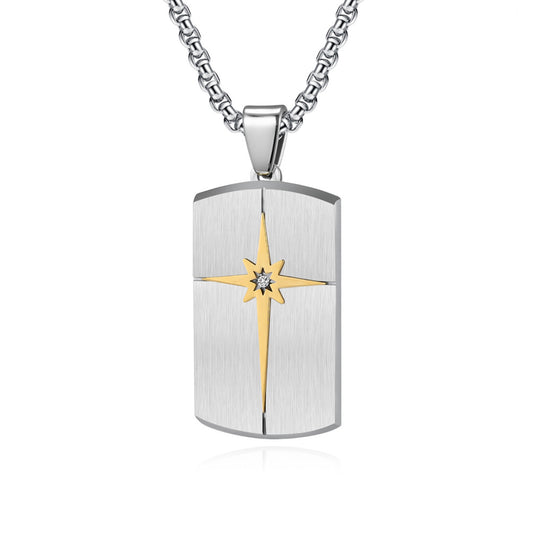 Minimalist hexagram pendant for men | 316L stainless steel with facet cut