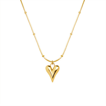 Minimalist Heart Pendant Necklace - 18K Real Gold Plating / Stainless Steel / Rose Gold (3 Colors)