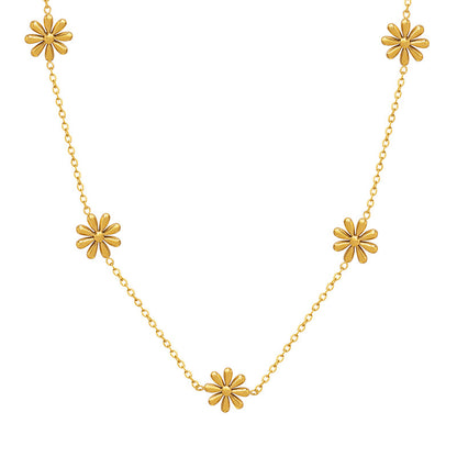 Fine daisy necklace made of titanium steel | Delicate flower necklace gold-plated
