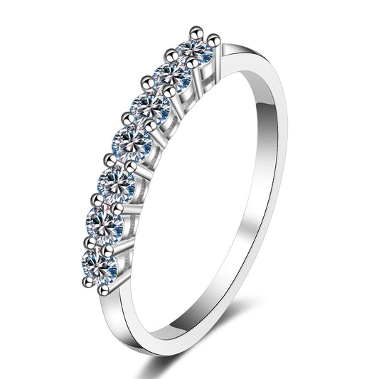 7-Princess Zirconia Ring (7 stones) – 925 Sterling silver rhodium-plated
