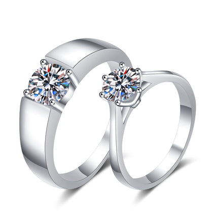 Zirconia couple rings (1 ct) | 925 sterling silver with rhodium plating - For him &amp; her