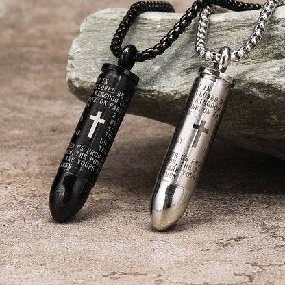Modern cartridge pendant (screw-on) | Stainless steel necklace for men - Trendy ammunition look