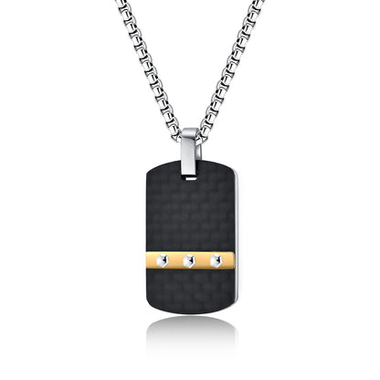 Industrial design dog tag | 316L stainless steel with carbon look &amp; hexagon head