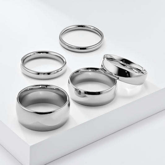 Simple titanium steel ring - High-quality shiny in black &amp; steel colors - 18K gold plating - Unisex design - Fine jewelry for women &amp; men