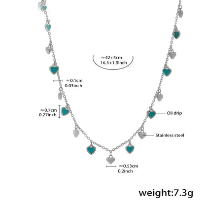 Multicolored Green Heart Collection – 18K gold-plated stainless steel jewelry as a bracelet or necklace (available in gold or silver finish)