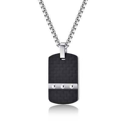 Industrial design dog tag | 316L stainless steel with carbon look &amp; hexagon head