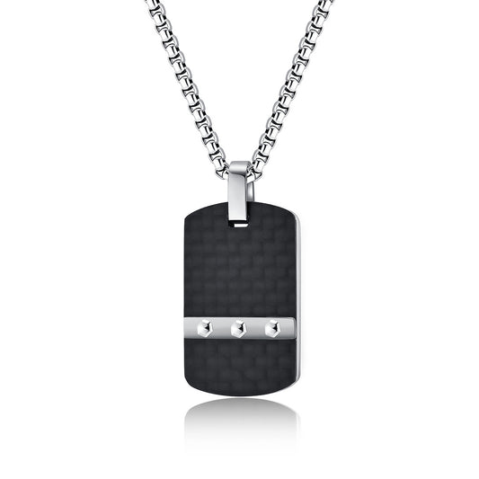 Industrial design dog tag | 316L stainless steel with carbon look &amp; hexagon head