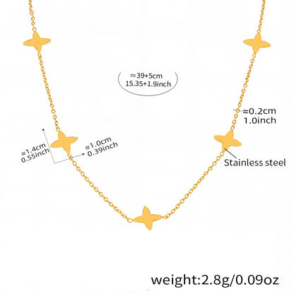 Lucky clover pendant necklace with zirconia and pearls – 18K gold-plated stainless steel or silver look for stylish layering
