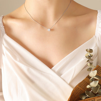 Romantic single zirconia necklace - gold-plated stainless steel or silver steel look
