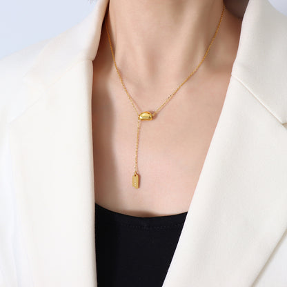 Golden pod pendant necklace | Stainless steel with 18K gold or high-gloss silver - Minimalist jewelry