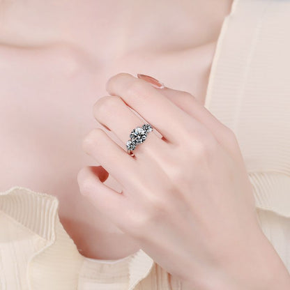 Three Life Stones Luxury Ring with 3ct Zirconia (2ct + 0.5ct x2) | S925 Sterling Silver with Rhodium Plating