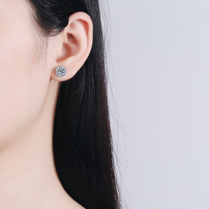 Four-claw round-set zirconia stud earrings – 5mm|6.5mm – 925 sterling silver rhodium-plated