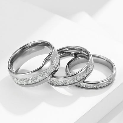 Geschwungener Wolframcarbid-Ring mit Kühlfaser-Einlage – Modernes Paarring-Set