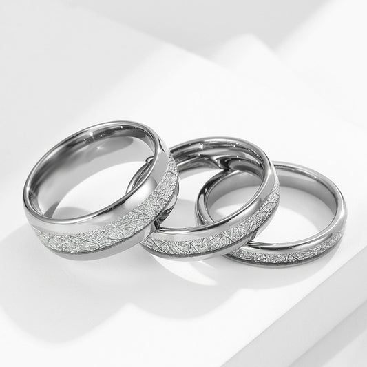 Geschwungener Wolframcarbid-Ring mit Kühlfaser-Einlage – Modernes Paarring-Set