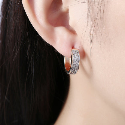 Single-row zirconia ear clips - copper gold-plated (Ø 1.7 cm / width 0.5 cm)