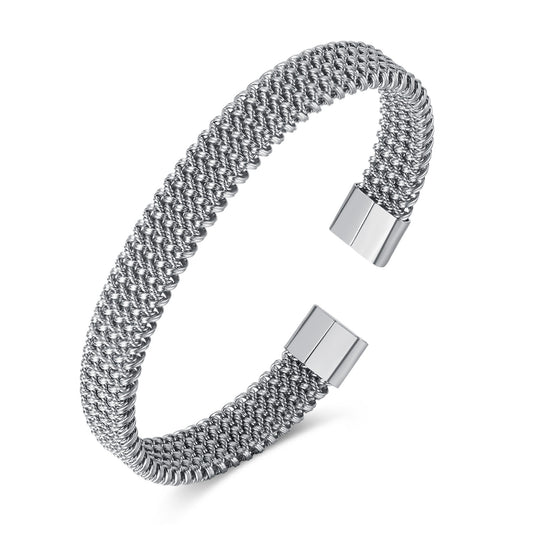 Edelstahl-Armband mit Geflecht-Design – Offener Verschluss, universell tragbar