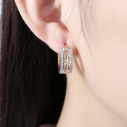 Sanskrit ear clips with zirconia - copper gold-plated (2.2 cm)
