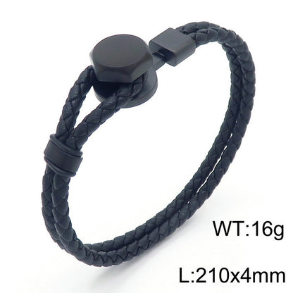 Retro leather bracelet with punk straps – double braided &amp; individual