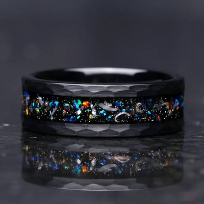 PIOWNN® Wolfram Ring – Geschmiedet mit Farbedelsteinen